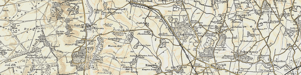 Old map of Great Shoddesden in 1897-1899