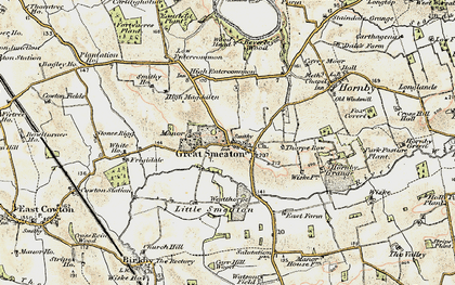 Old map of Great Smeaton in 1903-1904