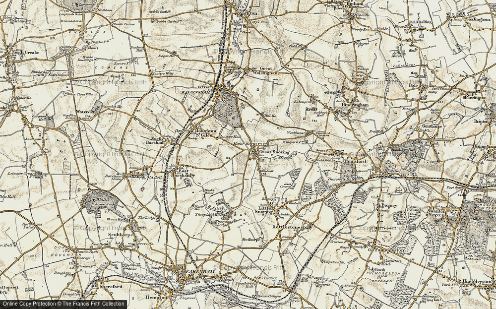 Old Map of Great Snoring, 1901-1902 in 1901-1902