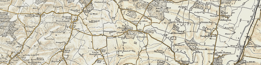 Old map of Great Staughton in 1898-1901