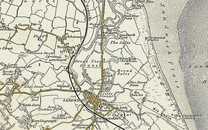 Old map of Great Stonar in 1898-1899
