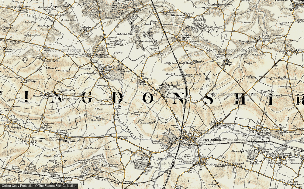 Old Map of Great Stukeley, 1901 in 1901