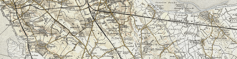 Old map of Great Sutton in 1902-1903
