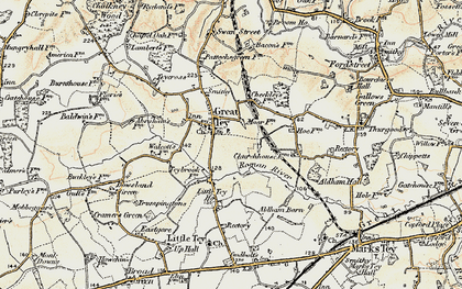Old map of Great Tey in 1898-1899