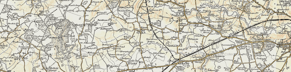 Old map of Great Tey in 1898-1899