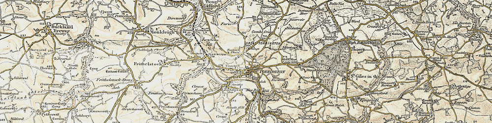 Old map of Great Torrington in 1900