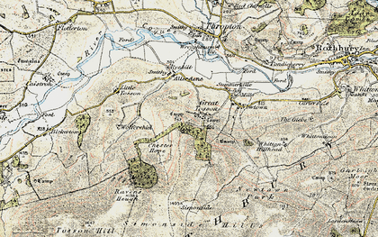 Old map of Simonside Hills in 1901-1903