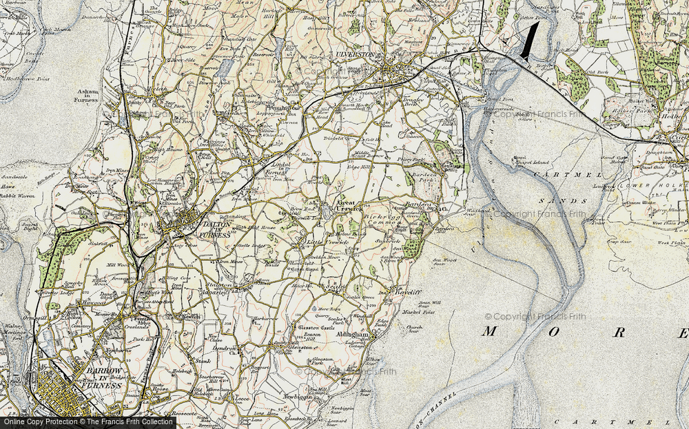 Old Map of Historic Map covering Birkrigg Common in 1903-1904