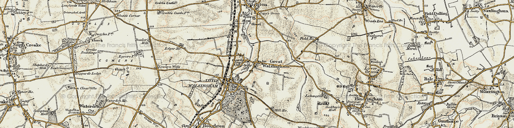 Old map of Great Walsingham in 1901-1902