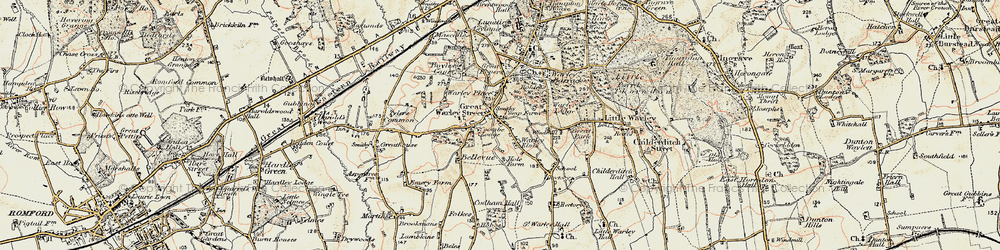 Old map of Great Warley in 1898