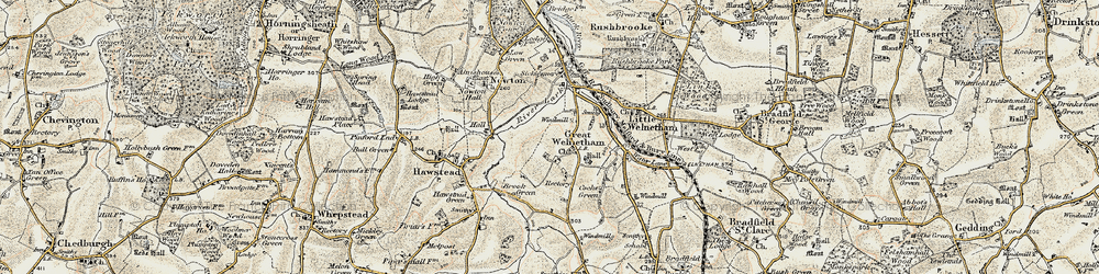 Old map of Great Welnetham in 1899-1901