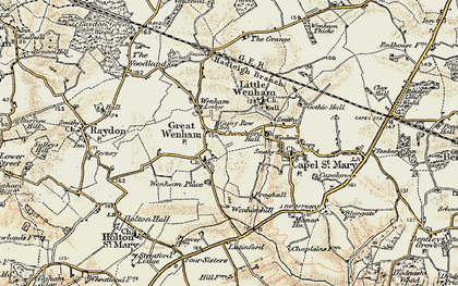 Old map of Great Wenham in 1898-1901