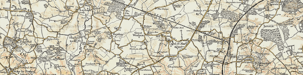 Old map of Great Wenham in 1898-1901