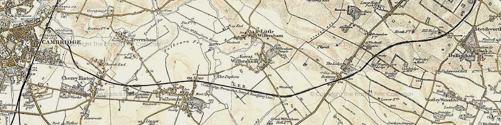 Old map of Six Mile Bottom in 1899-1901