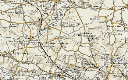 Old map of Great Witchingham in 1901-1902