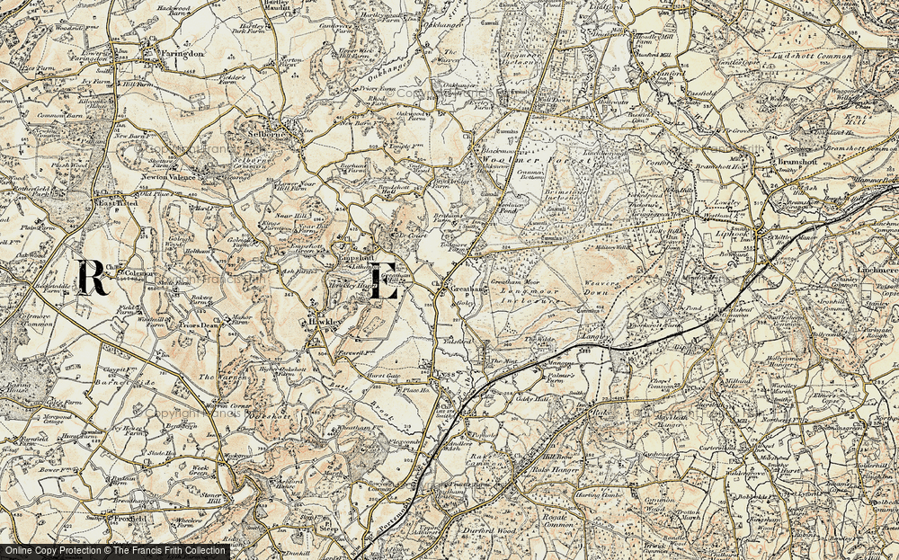 Old Map of Historic Map covering Woolmer Pond in 1897-1900
