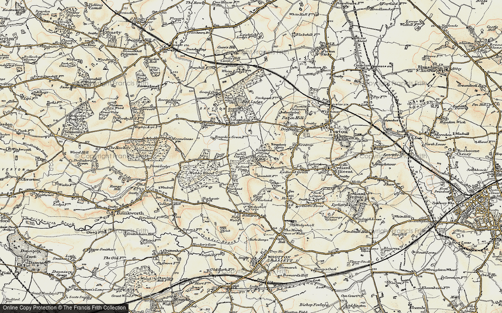Old Map of Historic Map covering Brockhurst Wood in 1898-1899