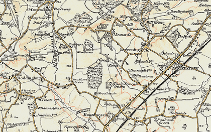 Old map of Woodlands Farmhouse in 1898