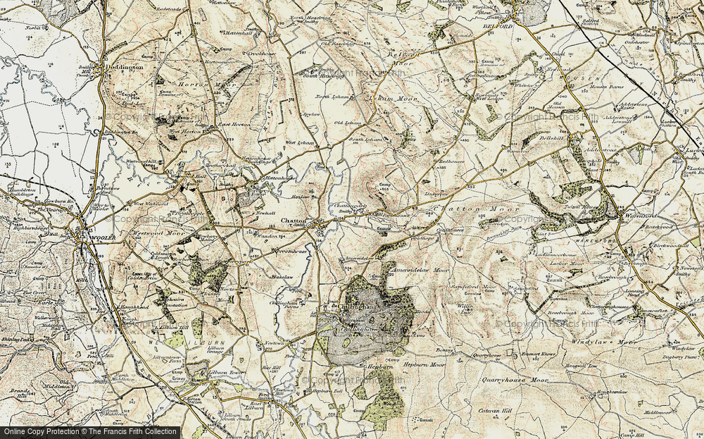 Old Map of Historic Map covering Amersidelaw Moor in 1901-1903