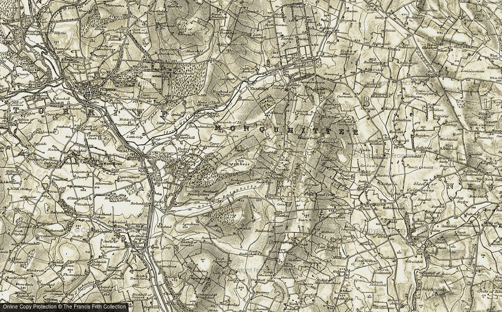 Old Map of Historic Map covering Ardinn in 1909-1910