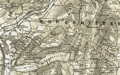 Old map of Balquhindachy in 1909-1910