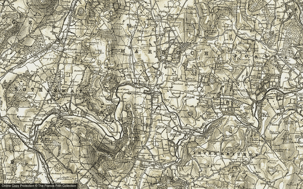 Old Map of Historic Map covering Auchingoul in 1910