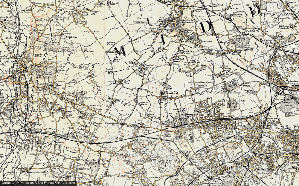 Old Map of Greenford, 1897-1909 in 1897-1909