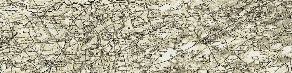Old map of Greengairs in 1904-1905