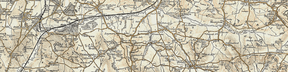Old map of Greenham in 1898-1899