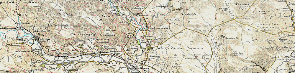 Old map of Tarset Burn in 1901-1904