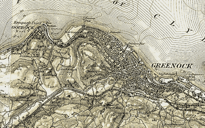 Old map of Greenock West in 1905-1907
