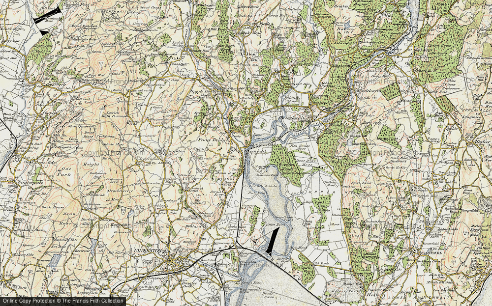 Old Map of Historic Map covering Legbarrow Point in 1903-1904
