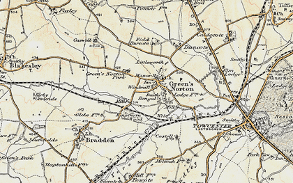 Old map of Greens Norton in 1898-1901