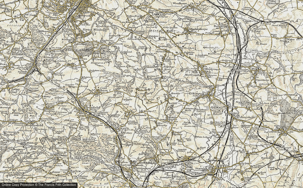 Old Map of Historic Map covering Bramley Moor in 1902-1903
