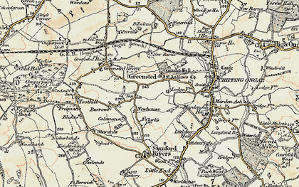 Old map of Greensted in 1898