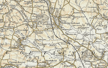Old map of Ash Priors Common in 1898-1900