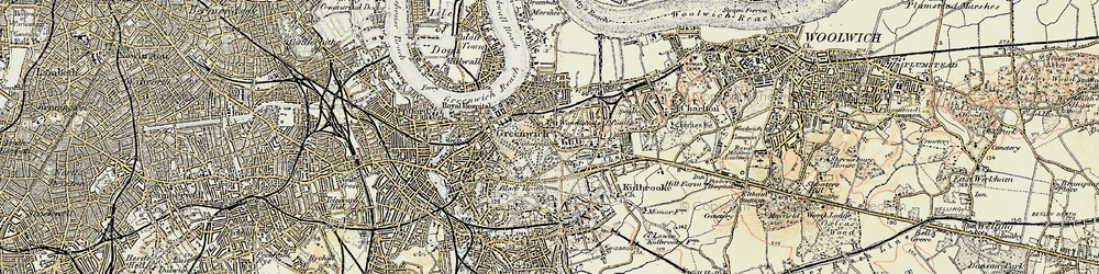 Old map of Greenwich in 1897-1902