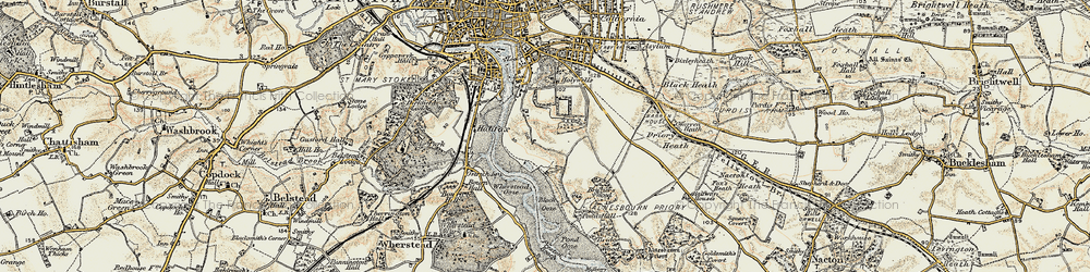 Old map of Greenwich in 1898-1901