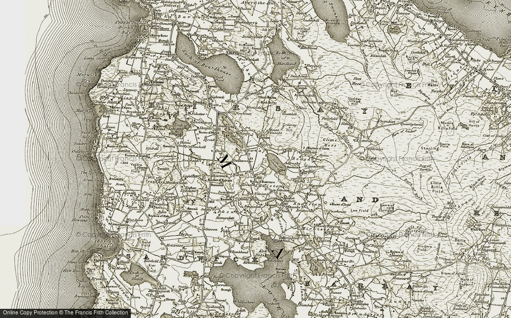 Old Map of Historic Map covering Bigging in 1912