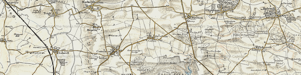 Old map of Greetham in 1901-1903