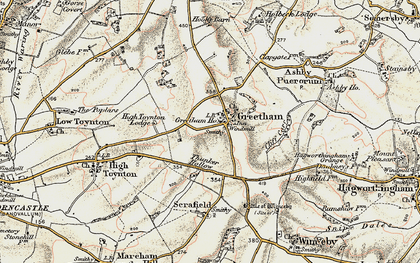 Old map of Greetham in 1902-1903