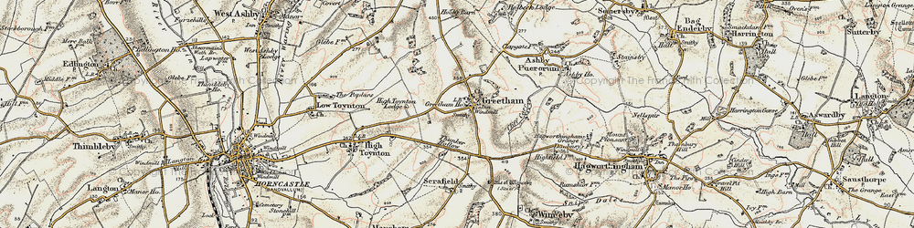 Old map of Greetham in 1902-1903