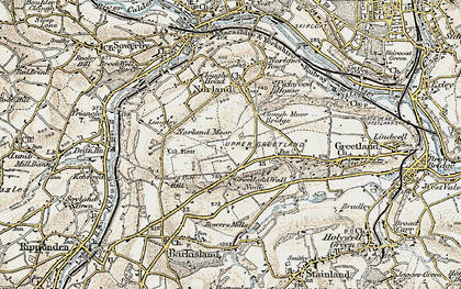 Old map of Greetland Wall Nook in 1903