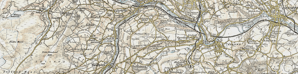 Old map of Greetland Wall Nook in 1903