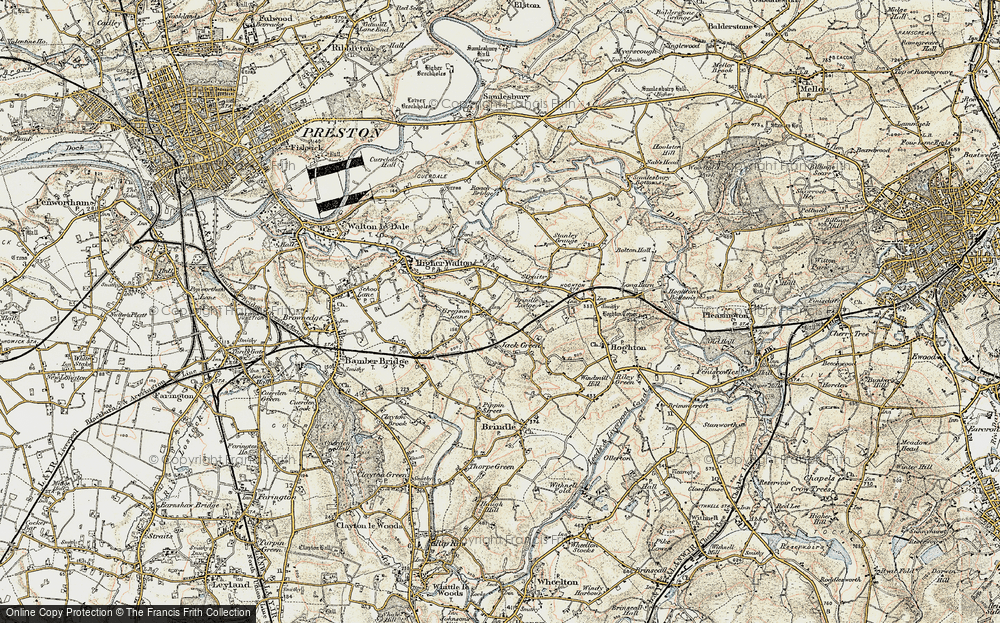 Old Map of Historic Map covering Brindle Lodge in 1903