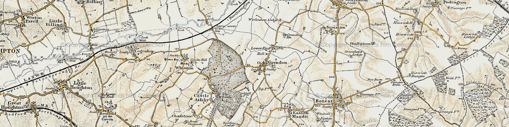 Old map of Grendon in 1898-1901