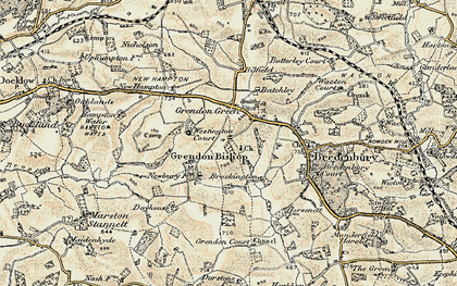 Old map of Grendon Bishop in 1899-1902