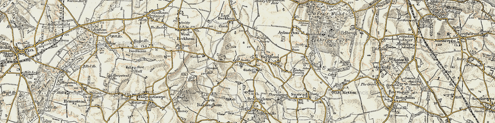 Old map of Gresham in 1901-1902