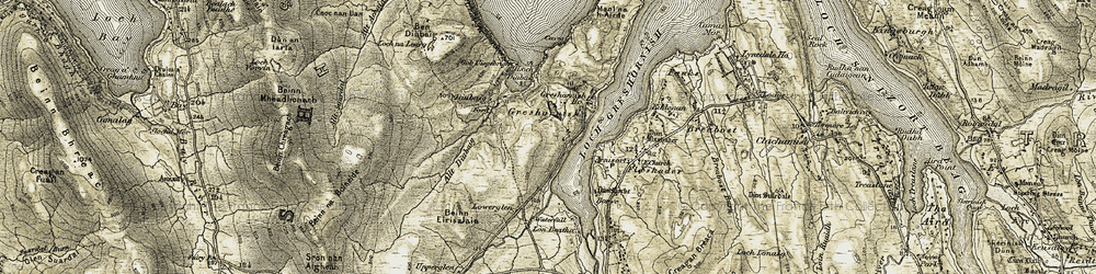 Old map of Ben Diubaig in 1909