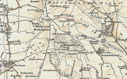 Old map of Overton Down in 1897-1899